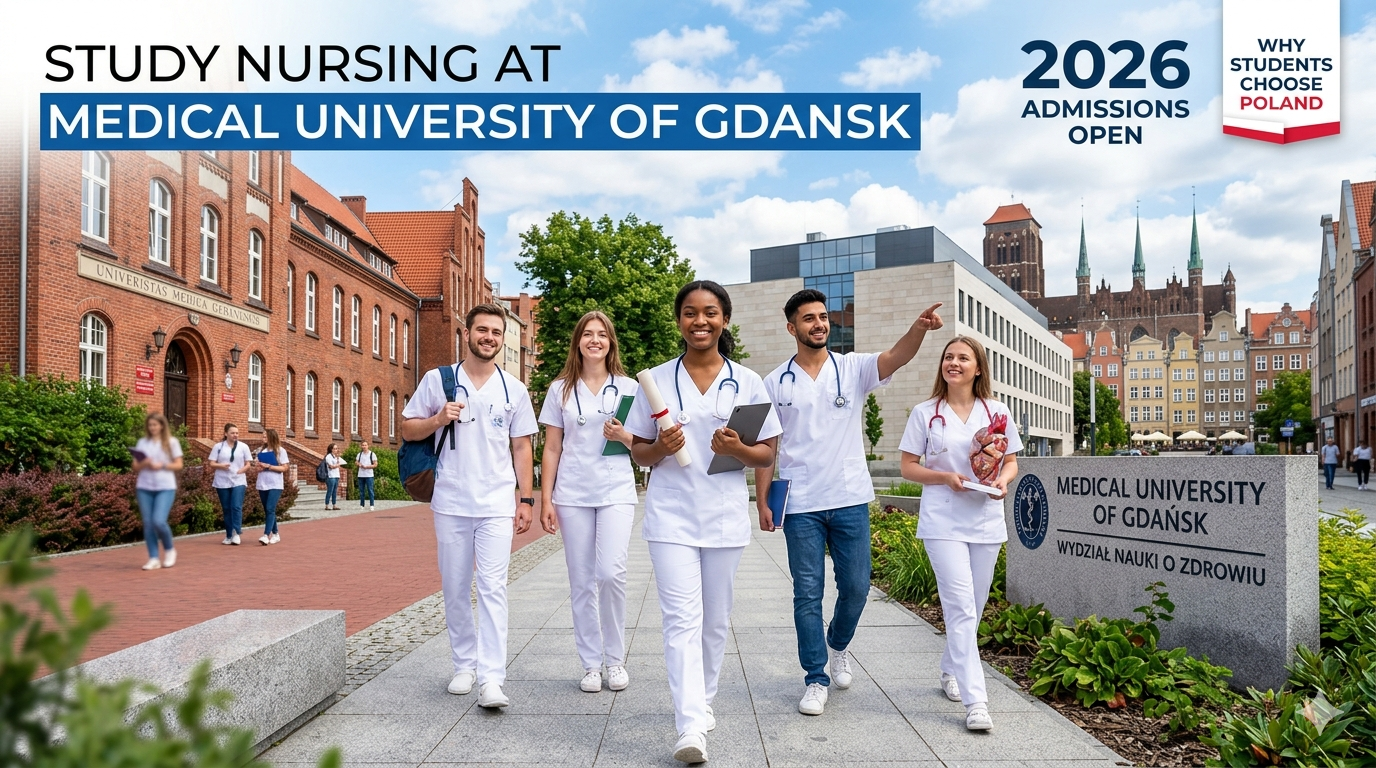 Nursing students in Gdansk university classroom.