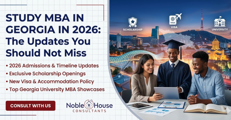 Study MBA in Georgia 2026 banner with Noble House Consultants