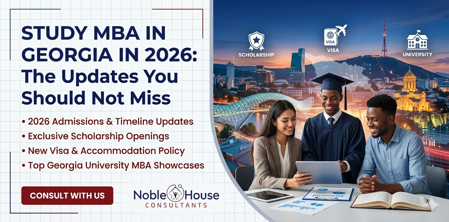 Study MBA in Georgia 2026 banner with Noble House Consultants